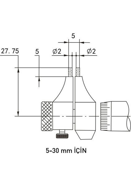 75-100 mm Asimeto Mekanik İç Çap Mikrometresi AS-203040