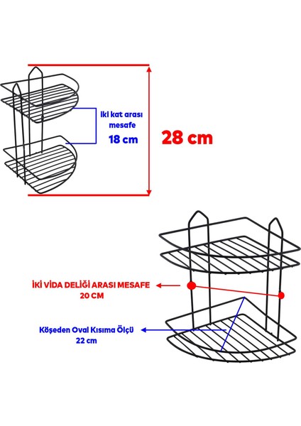 Small Banyo Oval Köşelik Siyah 2 Katlı Şampuan Kese Sabun Duş Malzeme Estetik Köşe Raf Muhafaza fiyatları