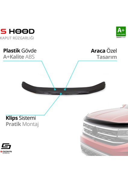 S-Dizayn Volkswagen Transporter T6 Abs Plastik Kaput Rüzgarlığı 2010-2015 A+Kalite