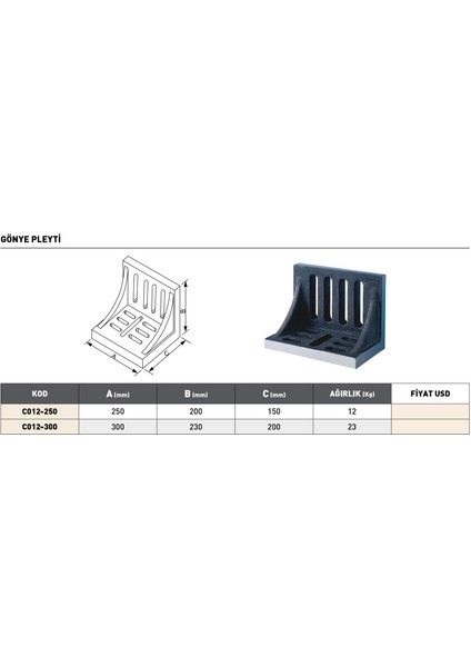 250X200X150X12 Pld Gönye Pleyti