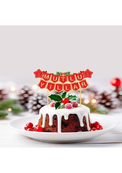 Pasta Üstü Mutlu Yıllar Yaldızlı Kırmızı fiyatları