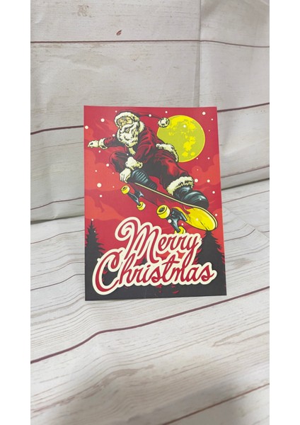 Butik Sosyetik Yılbaşı Kartpostalı Merry Christmas Yazılı 10 x 14 cm 20 Adet