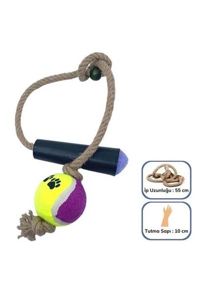 Petinka® Tenis Toplu Diş Halatı Diş Kaşıma Köpek Oyuncağı Tenis Toplu Halat Çekme 2 Kişilik  Oyun