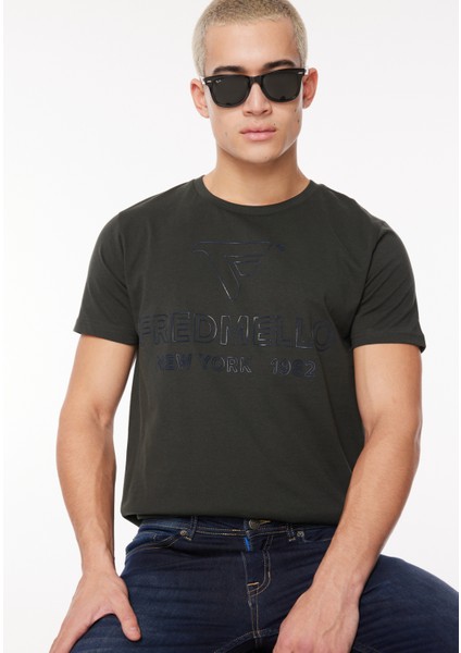 Bisiklet Yaka Kahve Erkek T-Shirt FM23W02TG