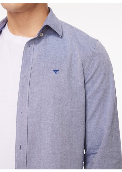 Slim Fit Gömlek Yaka Lacivert Erkek Gömlek FM23W03CU