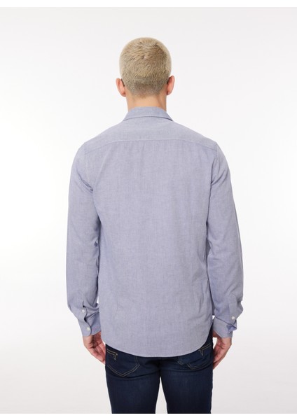 Slim Fit Gömlek Yaka Lacivert Erkek Gömlek FM23W03CU