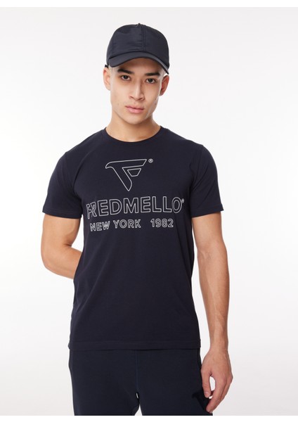 Bisiklet Yaka Lacivert Erkek T-Shirt FM23W02TG fiyatları