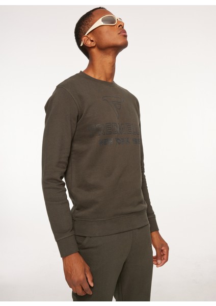 Bisiklet Yaka Kahve Erkek Sweatshırt Fm23W03Fg