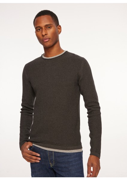 Bisiklet Yaka Slim Fit Antrasit Melanj Erkek Kazak FM23W07MG modelleri