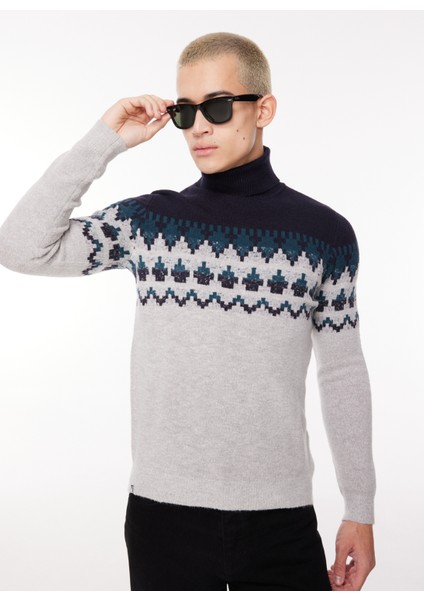 Balıkçı Yaka Slim Fit Ekru Erkek Kazak FM23W62MD
