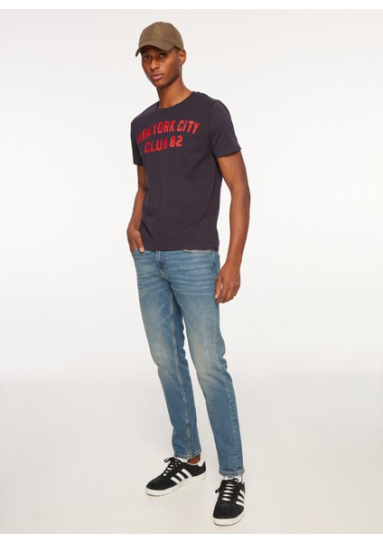 Bisiklet Yaka Lacivert Erkek T-Shirt FM23W14TG fiyatları