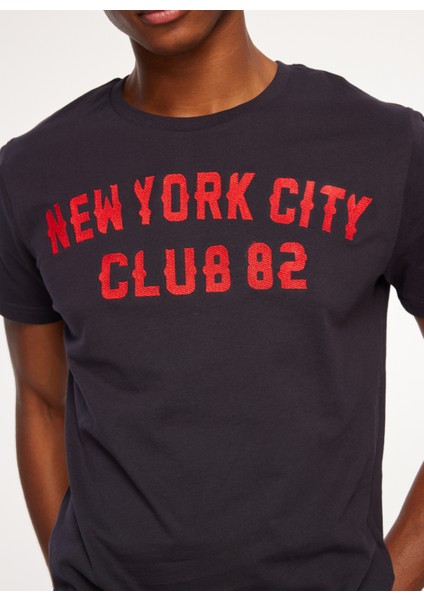 Bisiklet Yaka Lacivert Erkek T-Shirt FM23W14TG fırsatları