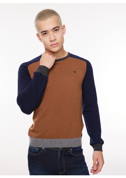 Bisiklet Yaka Slim Fit Deve Tüyü Erkek Kazak FM23W31MG