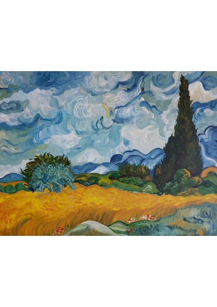 Van Gogh Buğday Tarlası - El Yapımı Dekor Akrilik Tablo - 60X80CM