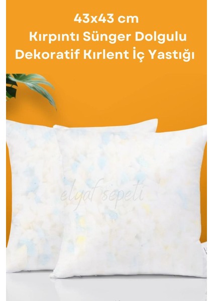 Kare Kırlent Iç Yastık 2 Adet Ultra Dolgun Kırpıntı Sünger Dolgulu Kırlent Yastığı 43X43