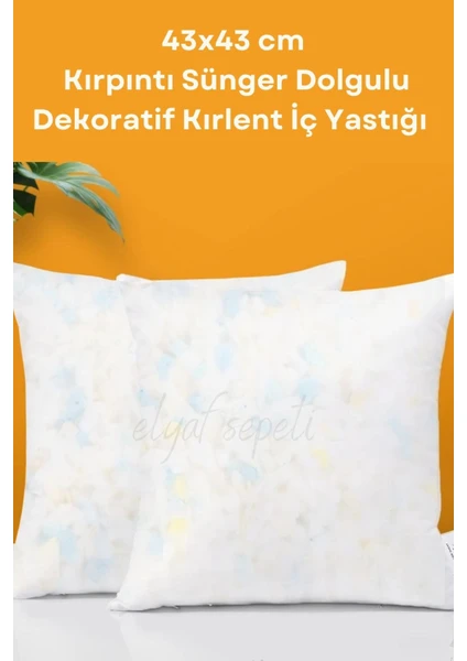 Elyaf Sepeti Kare Kırlent Iç Yastık 2 Adet Ultra Dolgun Kırpıntı Sünger Dolgulu Kırlent Yastığı 43X43