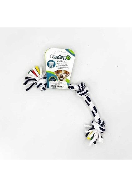 Üç Düğümlü Diş Kaşıma Ipi Köpek Oyuncağı Beyaz/mavi 15 cm