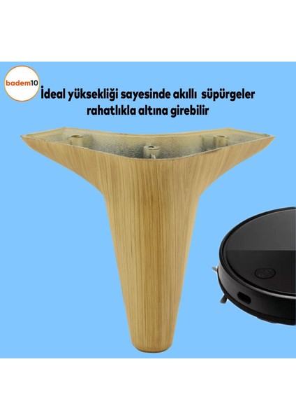 Aspen 6'lı Set Mobilya Tv Ünitesi Çekyat Koltuk Kanepe Baza Destek Ayağı Ayakları 12 Cm Açık Ceviz