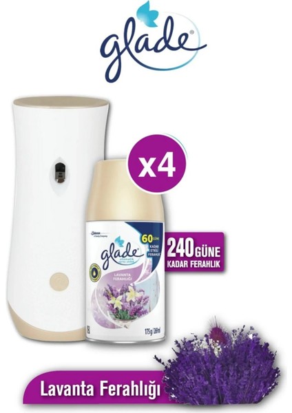 Lavanta Ferahlığı Otomatik Sprey 240 Gün Etkili (Makine + 4X269 ml Yedek)