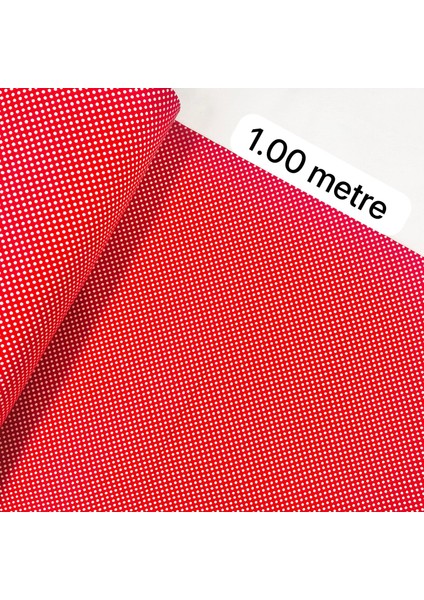 240 cm Eninide Kırmızı Puanlı Poplin Kumaş