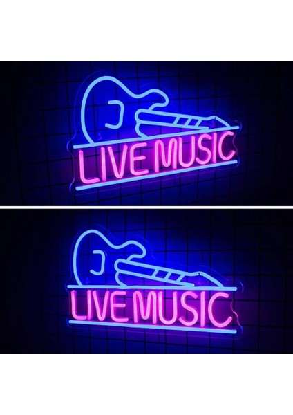 Live Music Neon LED Tabela Dekoratif Aydınlatma