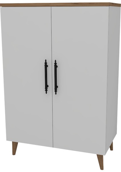 Enda Home 3 Raflı 2 Kapaklı Çok Amaçlı Dolap Çok Amaçlı Mutfak Dolabı Banyo Dolabı Çam & Beyaz fırsatları