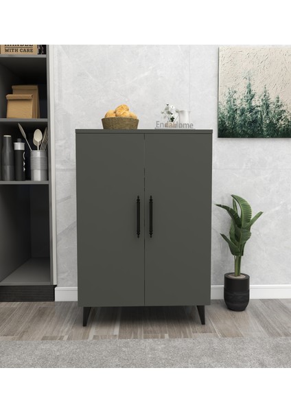Enda Home 3 Raflı 2 Kapaklı Çok Amaçlı Dolap Çok Amaçlı Mutfak Dolabı Banyo Dolabı Antrasit modelleri