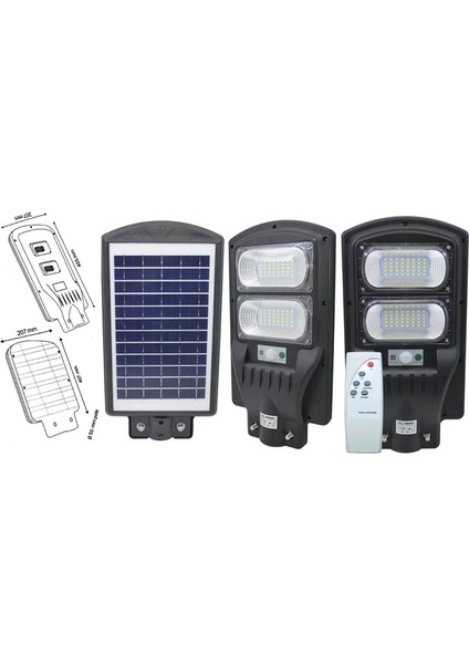 100 Watt Ultra Kaliteli Güneş Enerjili Solar Sokak Armatürü - Çok Yüksek Işıklı Solar Sokak Lambası