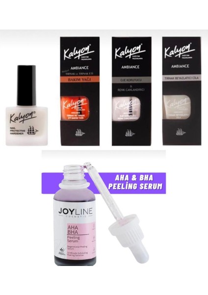Sertleştrici Bakım Yağı Koruyucu 4'Lü Set - Joy Line Kırmızı Peeling Serumu 30 Ml Aha %30 Bha %2