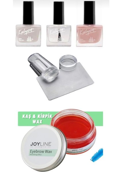 Kalyon French Set - Stamper Silikon - Joy Line Kaş Şekillendirici ve Sabitleyici Wax 50 ml
