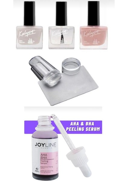 Kalyon French Set - Stamper Silikon - Joy Line Kırmızı Peeling Serumu 30 ml Aha %30 Bha %2