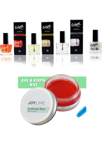 Sertleştirici Bakım Yağı Et Temizleyici Koruyucu 4'lü Set - Joy Line Kaş Şekillendirici ve Sabitleyici Wax 50 ml