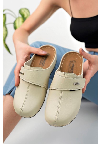 Ortopedik Ped Burnu Kapalı Cırtlı Krem Terlik fiyatları