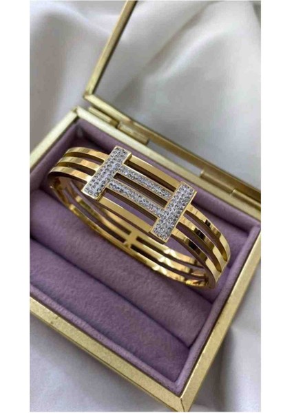 Stainless Steel 14117 Çelik Gold Bileklik