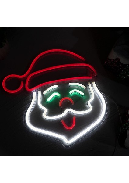 Yılbaşı Süsü Noel Baba Neon Tabela Neon Yazı Dekoratif Aydınlatma