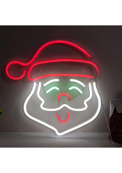 Yılbaşı Süsü Noel Baba Neon Tabela Neon Yazı Dekoratif Aydınlatma