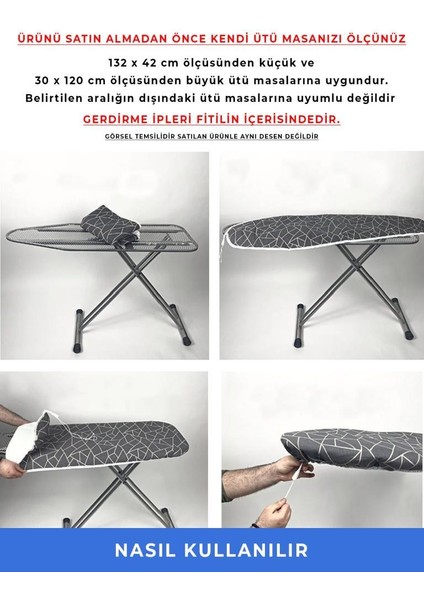 Ütü Masası Kılıfı Örtüsü Bezi, Turkuaz Uçan Balon Süngerli ve Keçeli, Yanmaz, Ayarlanabilir 48X138 cm