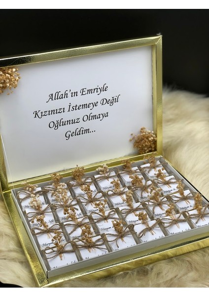 Mirabella Gift 48 Adet Süslemeli Söz Nişan Çikolatası, Isteme Çikolatası Söz Nişan Nikah Kız Isteme Madlen Çikolata