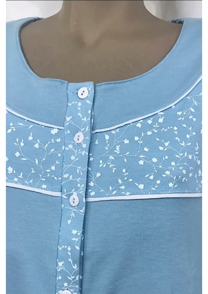 Kadın Ultra Battal Uzun Kollu Patlı Pamuk Pijama TAKIMI-14275-TURKUAZ indirimleri