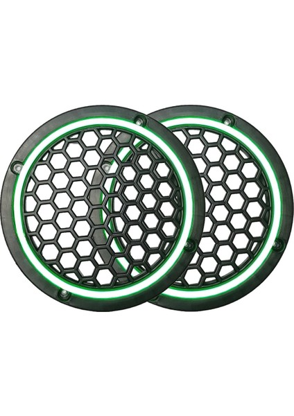 Neon Işıklı 16 cm Hoparlör ve Midrange Kapağı - 2 Adet - Yeşil