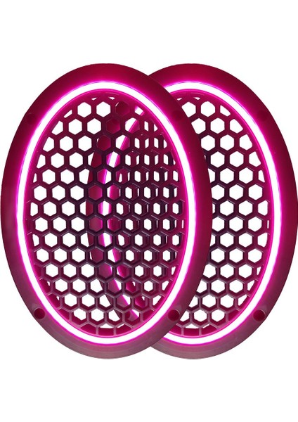 Neon Işıklı (6x9) Inç Kaliteli Plastik Hoparlör ve Midrange Kapağı - 2 Adet - Pembe
