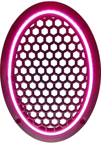 Neon Işıklı (6x9) Inç Kaliteli Plastik Hoparlör ve Midrange Kapağı - 2 Adet - Pembe