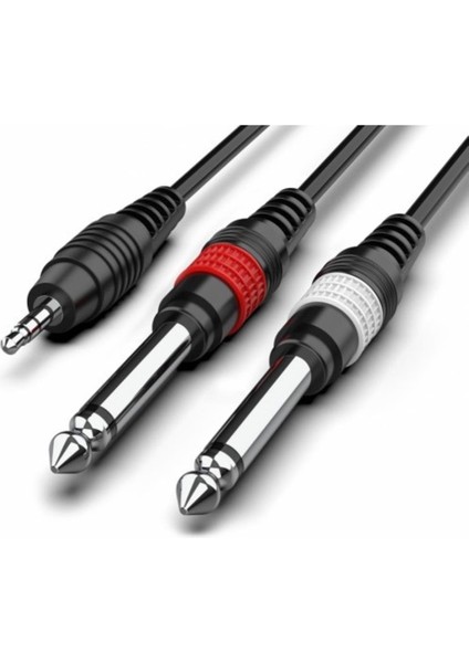 Aux Ses Kablosu 1mt - 3.5mm Den 2X6.35MM Jak Kablo