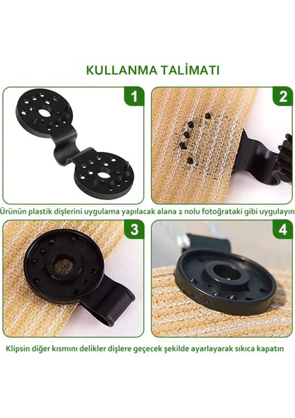 50 Adet - File, Branda, Güneşlik, Karavan Çadırı, Muşamba Klipsi - Sabitleme Kelepçesi