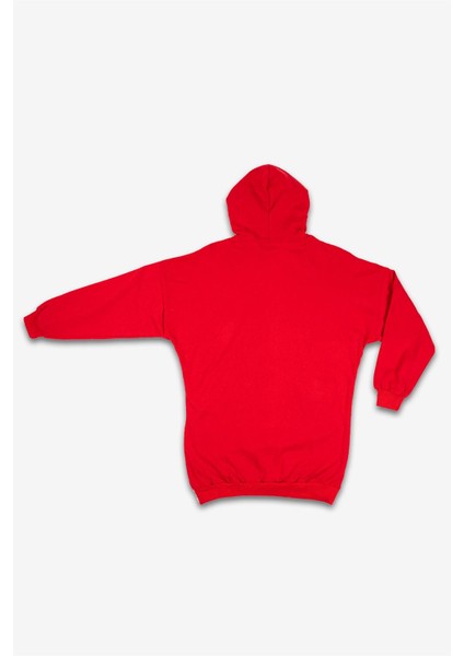 Kadın Kırmızı Kapşonlu Yazılı Sweatshirt fiyatları