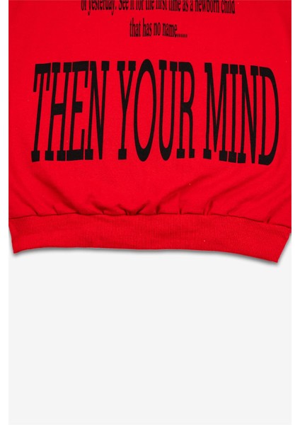 Kadın Kırmızı Kapşonlu Yazılı Sweatshirt fırsatları