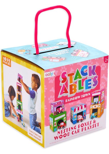 Ooly Stackables Karton Blok Oyun Seti - Rainbow Town