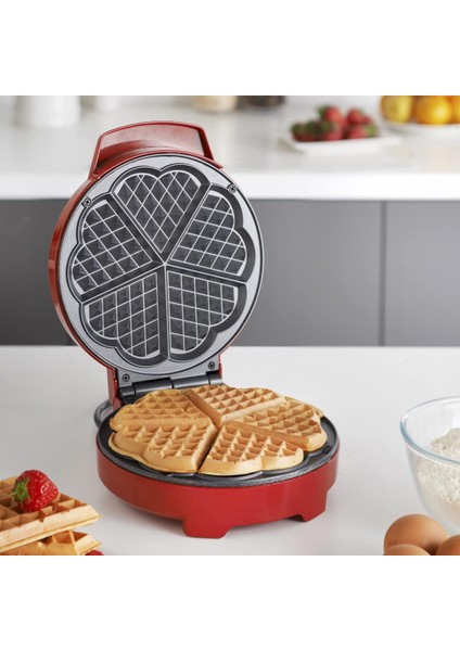 Kırmızı Kalp Şekilli Waffle Makinesi