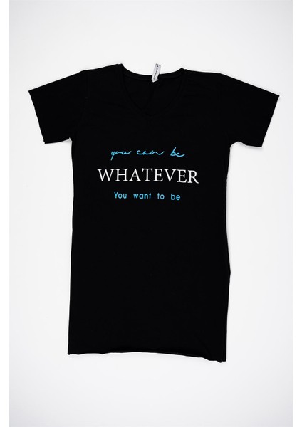 Kadın Lacivert Yazılı Tişört