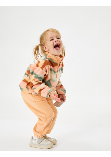 Polar Sweatshirt Dik Yaka Yarım Fermuarlı Uzun Kollu